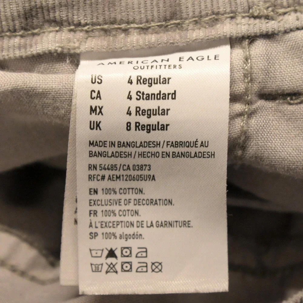 American Eagle Women's Gray Corduroy Mom Jeans Size 4 29x27